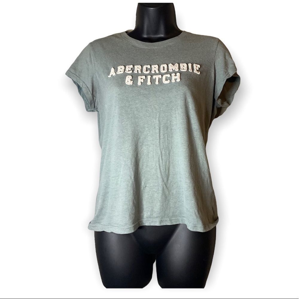 ABERCROMBIE & Fitch White Letters Baby Blue Short Sleeve Classic Shirt